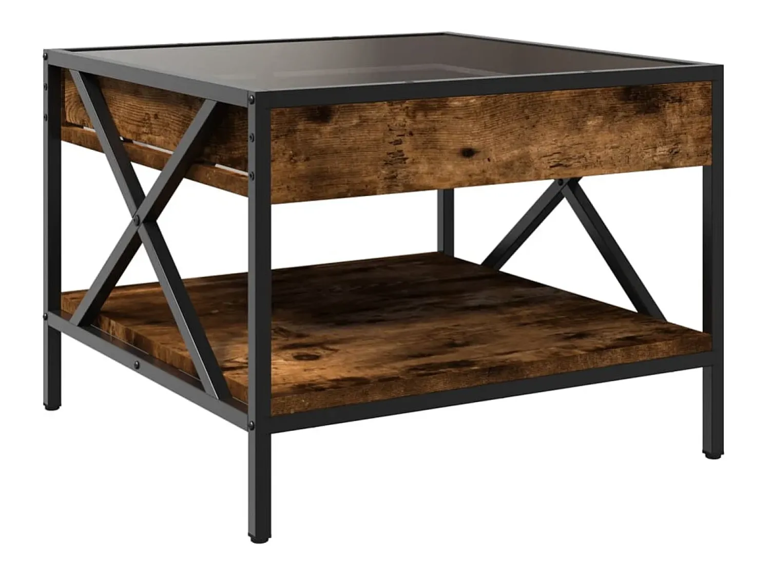 Online Mesa de centro | Mesa de apoio luzes LED Infinity 50x50x38 cm carvalho fumado Castanho