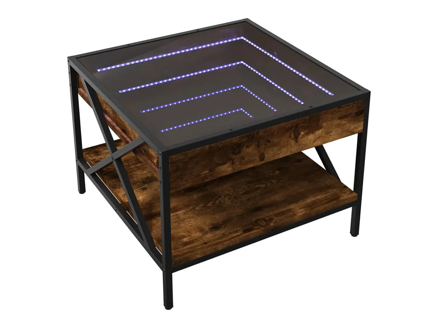 Online Mesa de centro | Mesa de apoio luzes LED Infinity 50x50x38 cm carvalho fumado Castanho