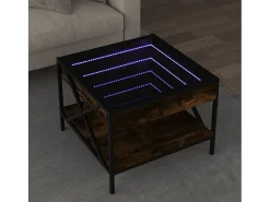 Online Mesa de centro | Mesa de apoio luzes LED Infinity 50x50x38 cm carvalho fumado Castanho