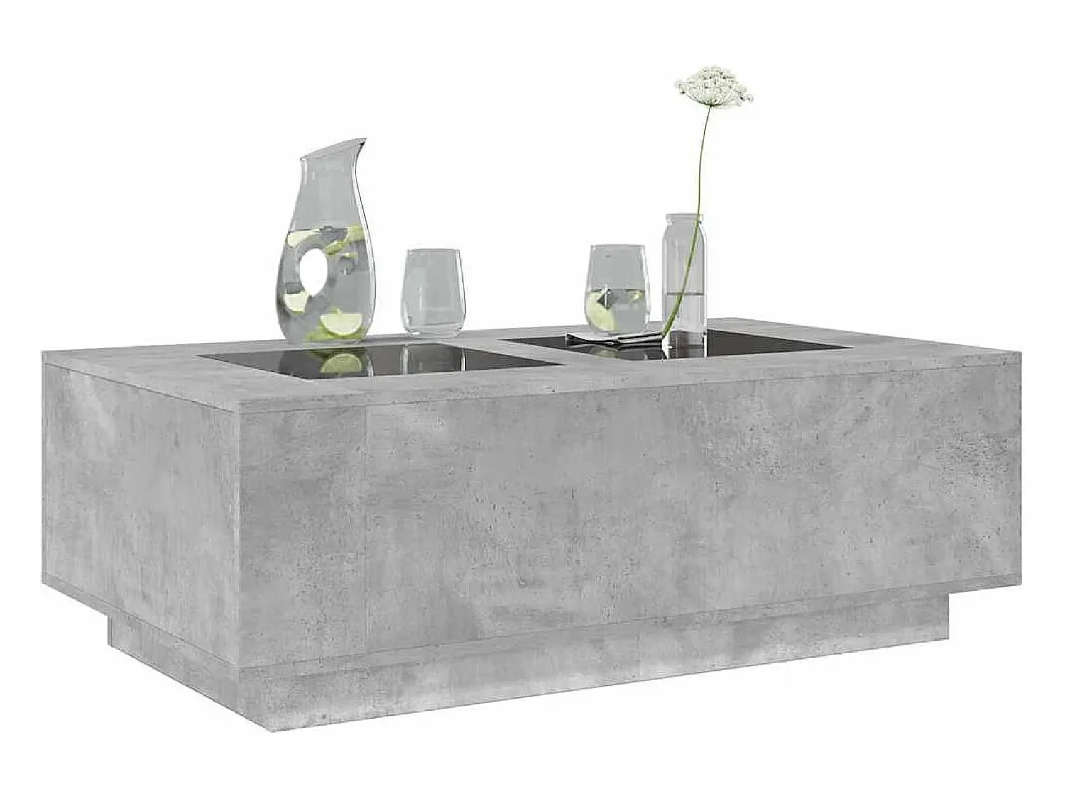 Mesa De Centro* Mesa de centro | Mesa de apoio luzes LED Infinity 116x69x40 cm cimento Cinzento