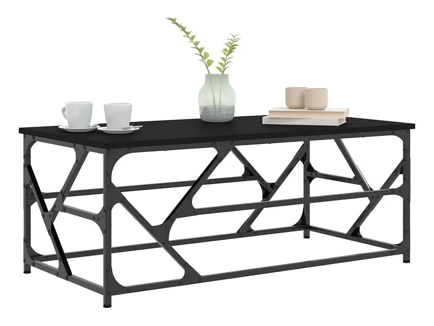 Mesa de centro | Mesa de apoio 100x50x40 cm derivados de madeira Preto