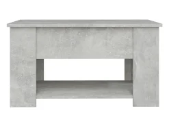 Mesa de centro | Mesa de apoio 79x49x41 cm madeira processada cinza cimento^ Mesa De Centro