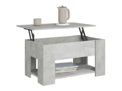 Mesa de centro | Mesa de apoio 79x49x41 cm madeira processada cinza cimento^ Mesa De Centro