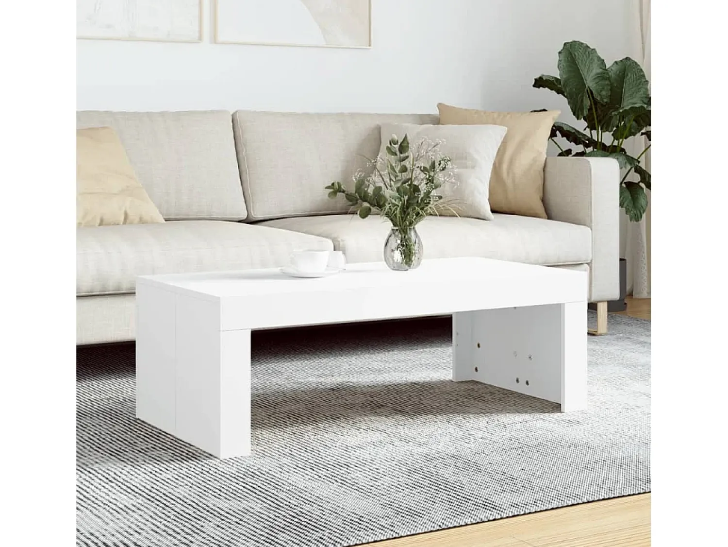 Mesa De Centro| Mesa de centro | Mesa de apoio 102x50x36 cm madeira processada Branco