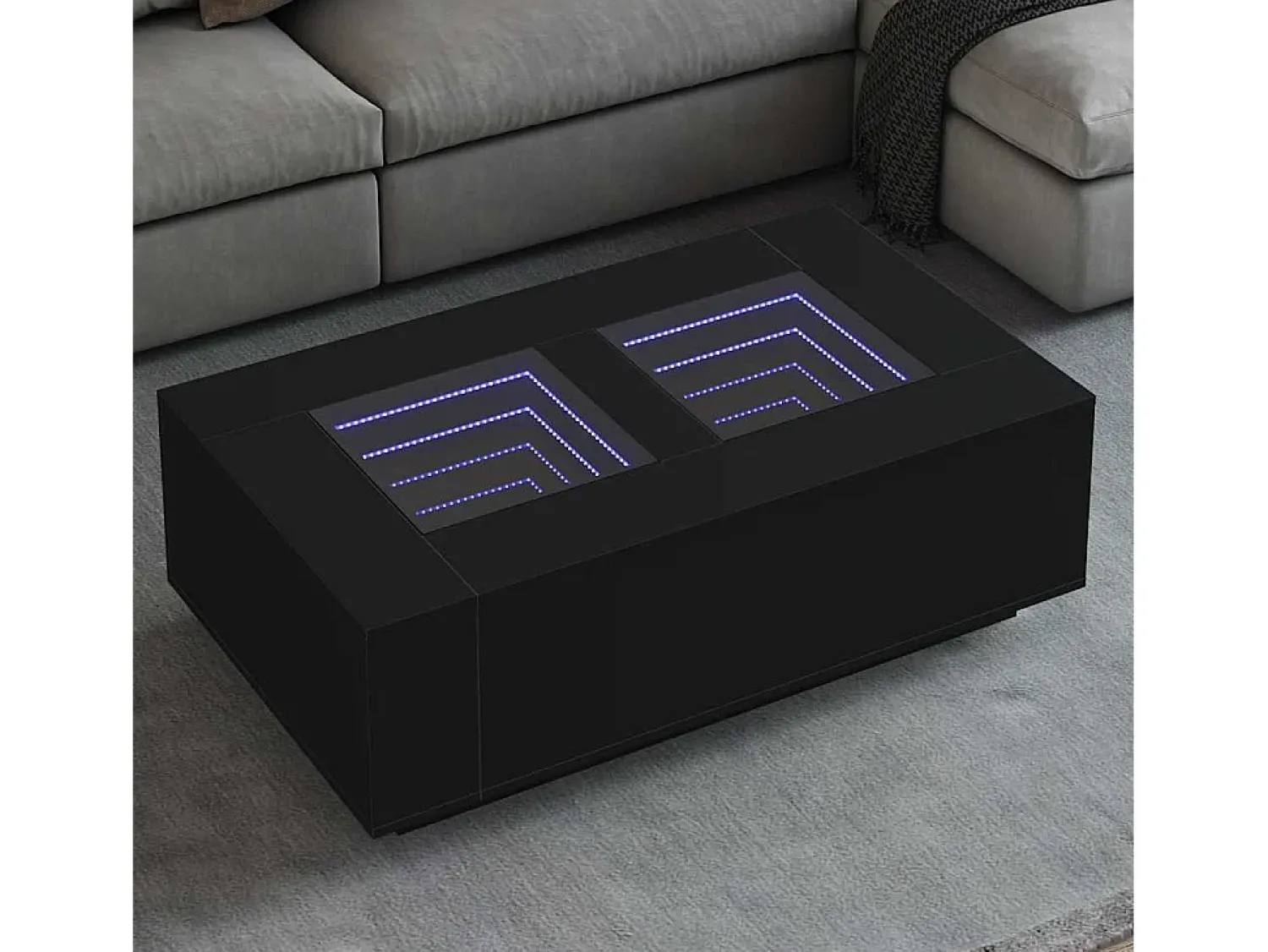 Mesa De Centro* Mesa de centro | Mesa de apoio luzes LED Infinity 116x69x40 cm Preto