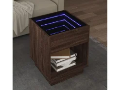 Mesa De Centro* Mesa de centro | Mesa de apoio luzes LED Infinity 40x40x50 cm carvalho Castanho