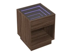 Mesa De Centro* Mesa de centro | Mesa de apoio luzes LED Infinity 40x40x50 cm carvalho Castanho