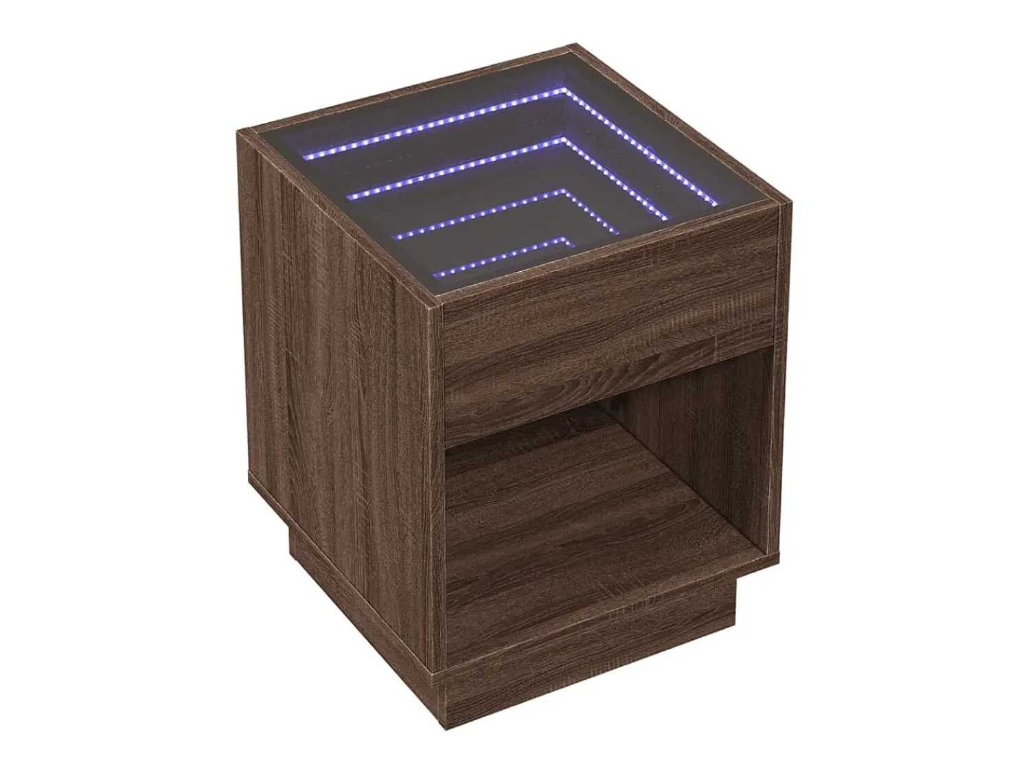 Mesa De Centro* Mesa de centro | Mesa de apoio luzes LED Infinity 40x40x50 cm carvalho Castanho