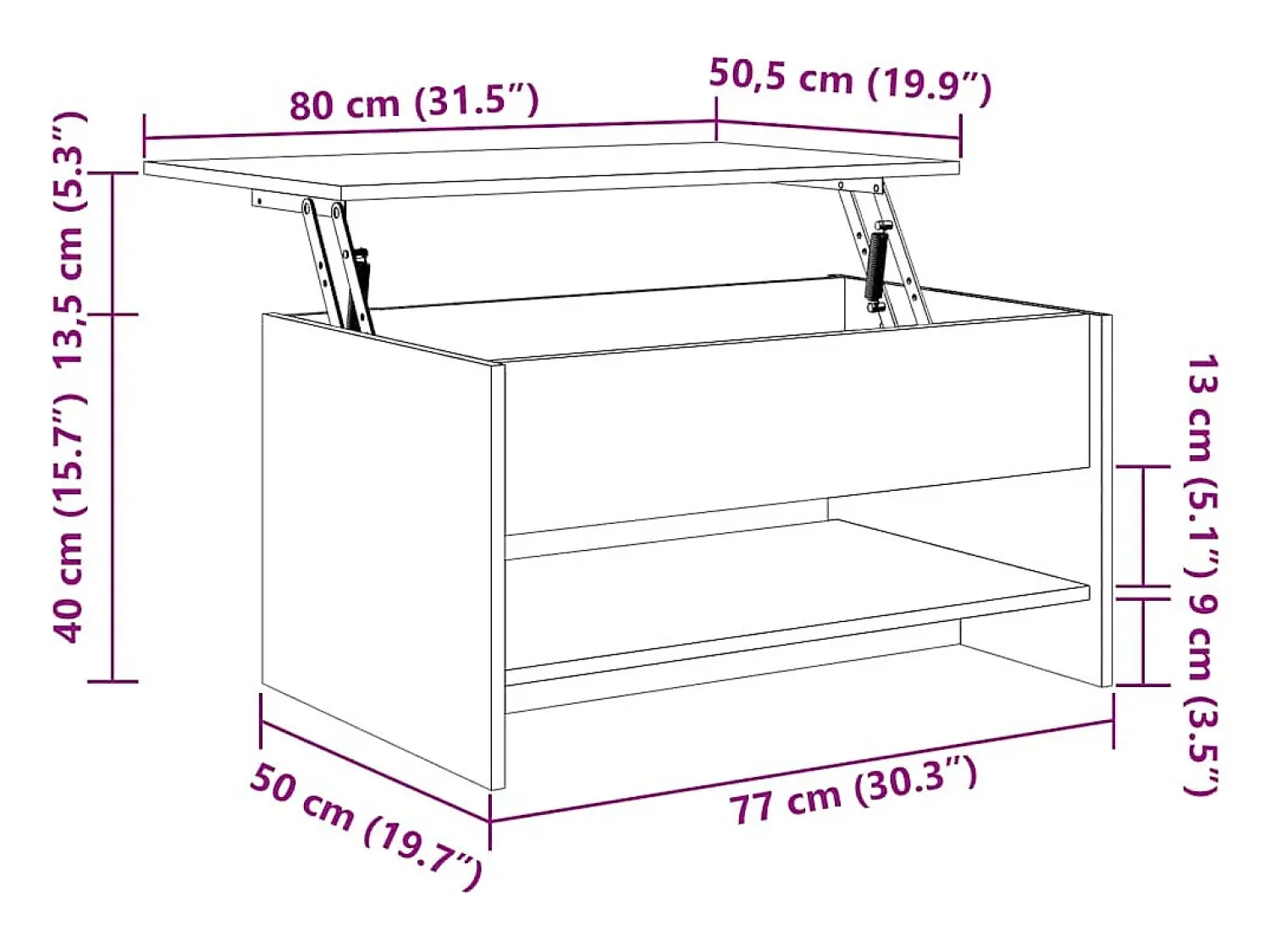 Mesa de centro | Mesa de apoio 80x50x40 cm derivados madeira carvalho sonoma^ Mesa De Centro
