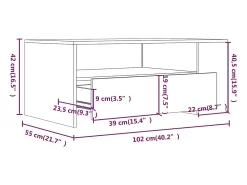 Mesa de centro | Mesa de apoio 102x55x42 cm derivados de madeira^ Mesa De Centro