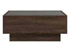 Mesa De Centro| Mesa de centro | Mesa de apoio c/ LEDs 70x50x30 cm derivados de madeira Castanho