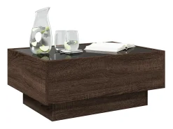 Mesa De Centro| Mesa de centro | Mesa de apoio c/ LEDs 70x50x30 cm derivados de madeira Castanho