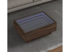 Mesa De Centro| Mesa de centro | Mesa de apoio c/ LEDs 70x50x30 cm derivados de madeira Castanho