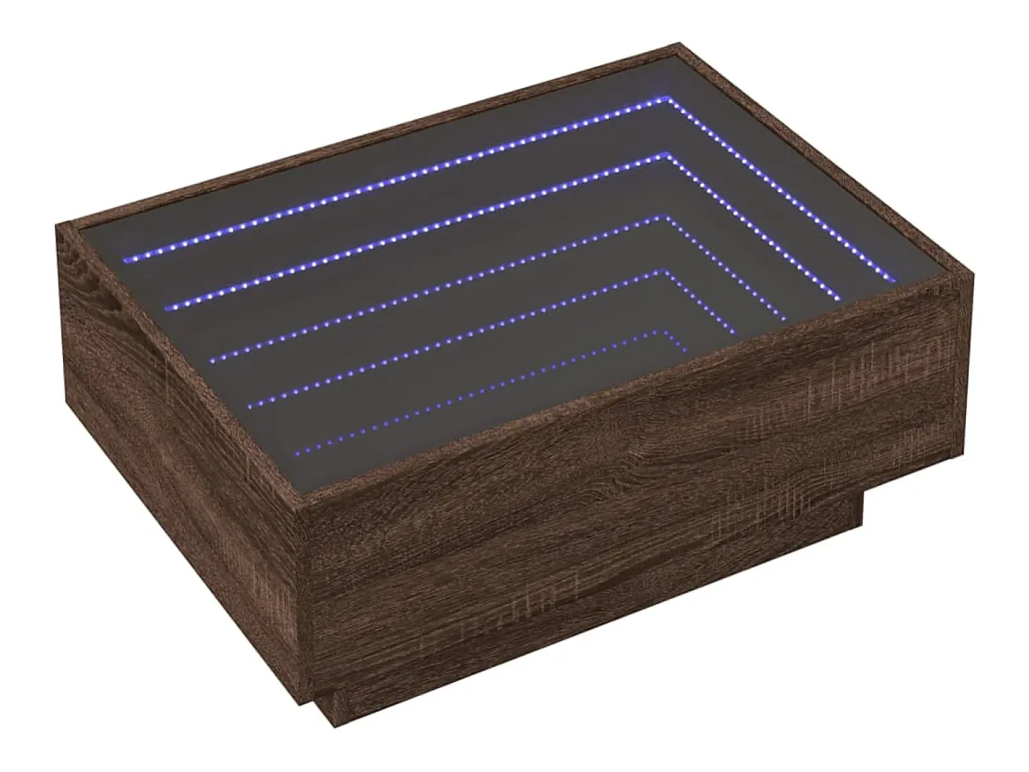 Mesa De Centro| Mesa de centro | Mesa de apoio c/ LEDs 70x50x30 cm derivados de madeira Castanho