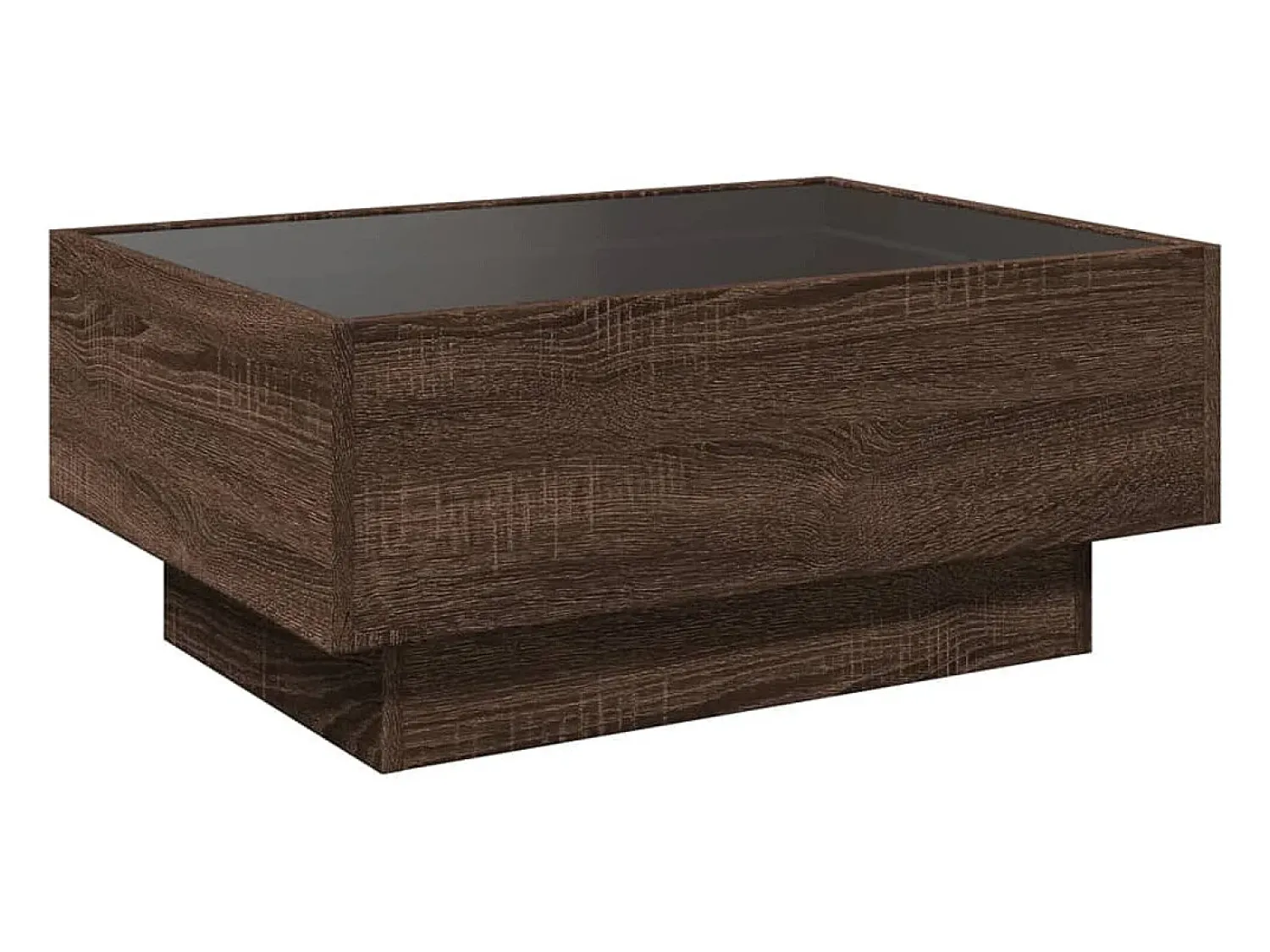 Mesa De Centro| Mesa de centro | Mesa de apoio c/ LEDs 70x50x30 cm derivados de madeira Castanho