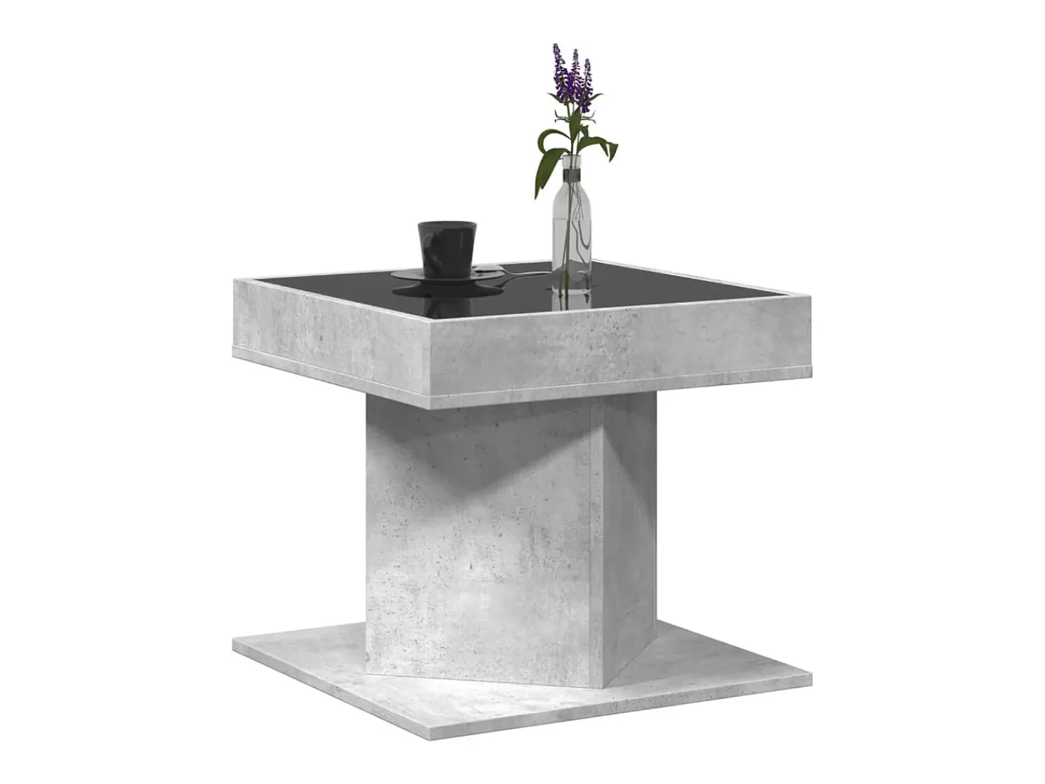 Mesa De Centro* Mesa de centro | Mesa de apoio c/ LEDs 50x50x45 cm madeira processada Cinzento