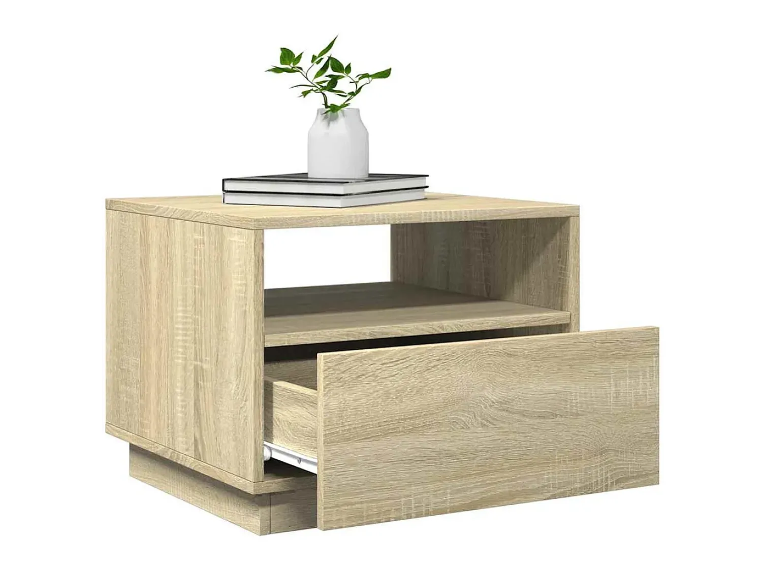 Mesa de centro | Mesa de apoio com luzes LED 50x49x40 cm carvalho sonoma^ Mesa De Centro