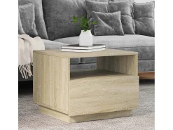Mesa de centro | Mesa de apoio com luzes LED 50x49x40 cm carvalho sonoma^ Mesa De Centro