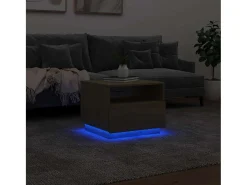 Mesa de centro | Mesa de apoio com luzes LED 50x49x40 cm carvalho sonoma^ Mesa De Centro