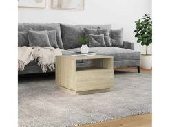Mesa de centro | Mesa de apoio com luzes LED 50x49x40 cm carvalho sonoma^ Mesa De Centro