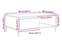 Online Mesa de centro | Mesa de apoio Carvalho 90x60x35 cm Preto
