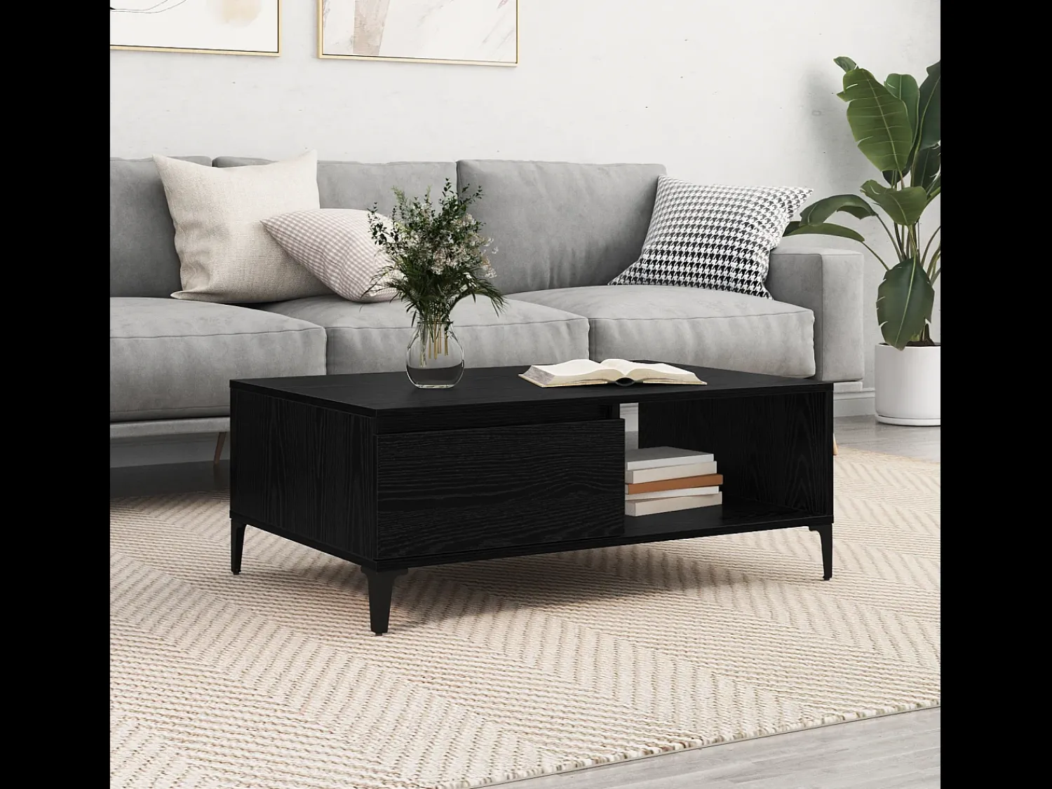 Online Mesa de centro | Mesa de apoio Carvalho 90x60x35 cm Preto