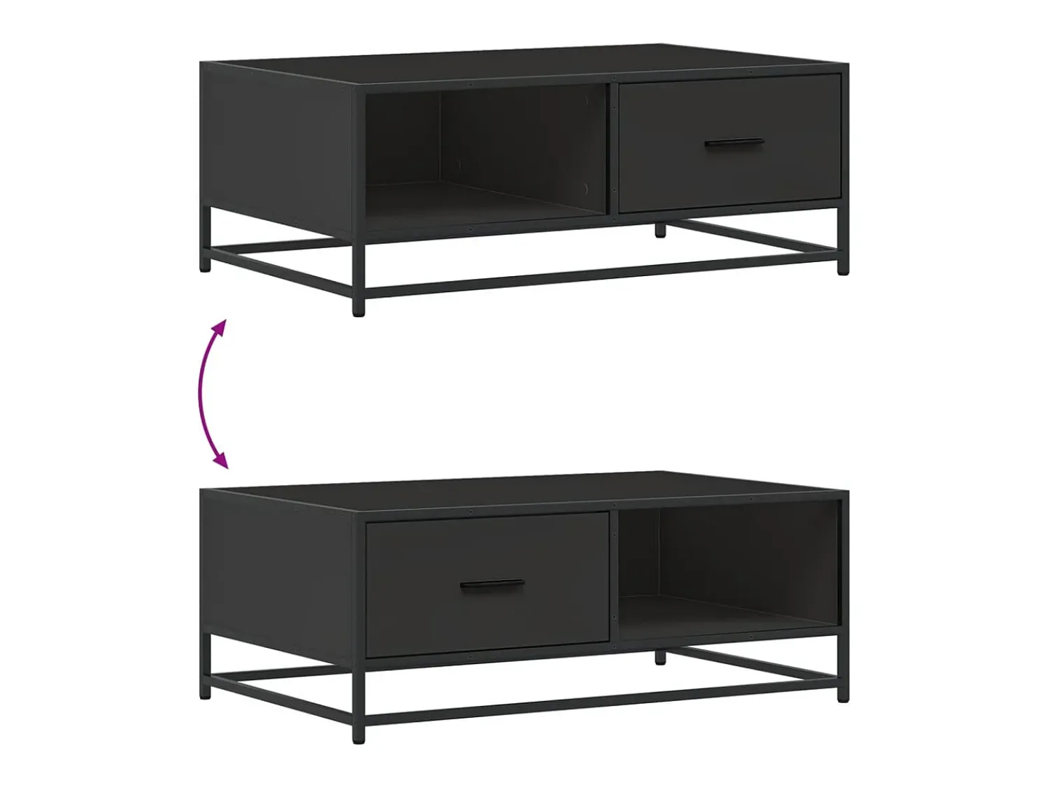 Mesa De Centro| Mesa de centro | Mesa de apoio 90x57x35 cm derivados de madeira/metal Preto