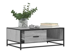 Mesa De Centro* Mesa de centro | Mesa de apoio 90x57x35 cm deriv. madeira/metal sonoma Cinzento