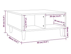 Hot Mesa de centro | Mesa de apoio 60x60x30 cm aglomerado cor sonoma Cinzento