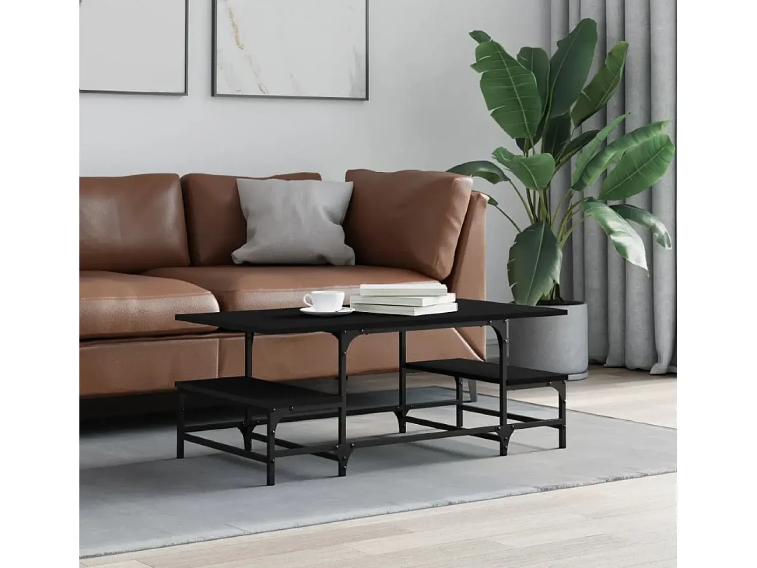 Mesa De Centro| Mesa de centro | Mesa de apoio 100x50.5x40 cm derivados de madeira Preto