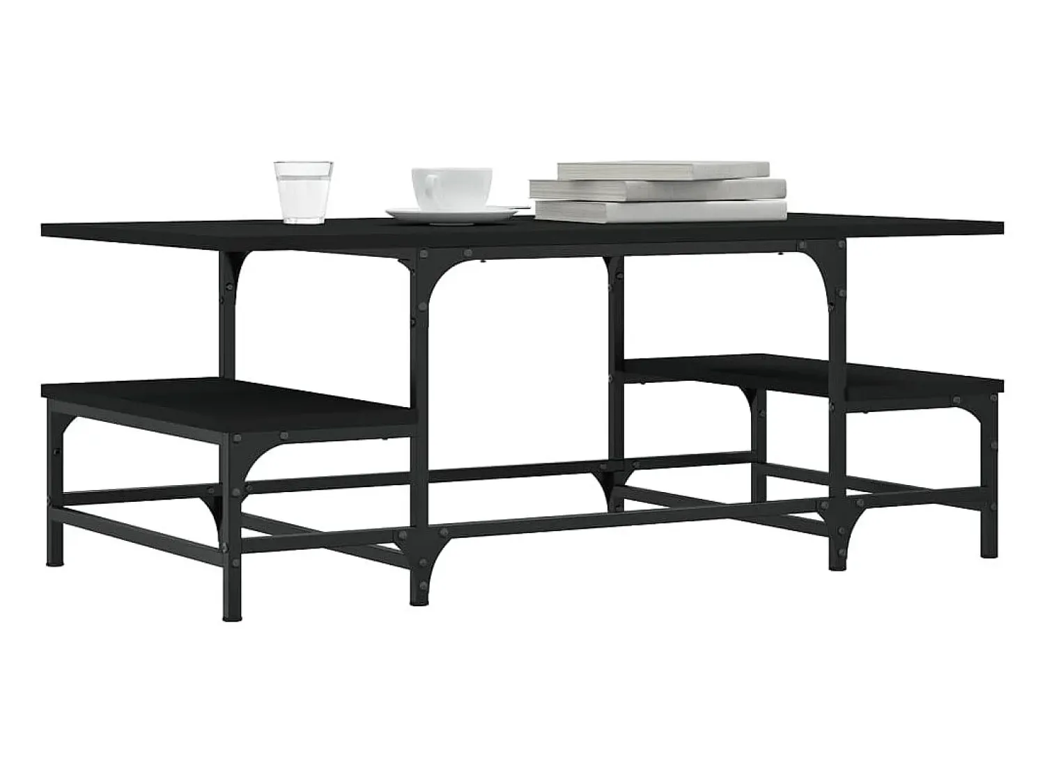 Mesa De Centro| Mesa de centro | Mesa de apoio 100x50.5x40 cm derivados de madeira Preto