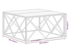 Clearance Mesa de centro | Mesa de apoio | Mesa de café aço inoxidável/madeira de acácia maciça Prateado