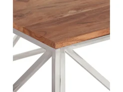 Clearance Mesa de centro | Mesa de apoio | Mesa de café aço inoxidável/madeira de acácia maciça Prateado