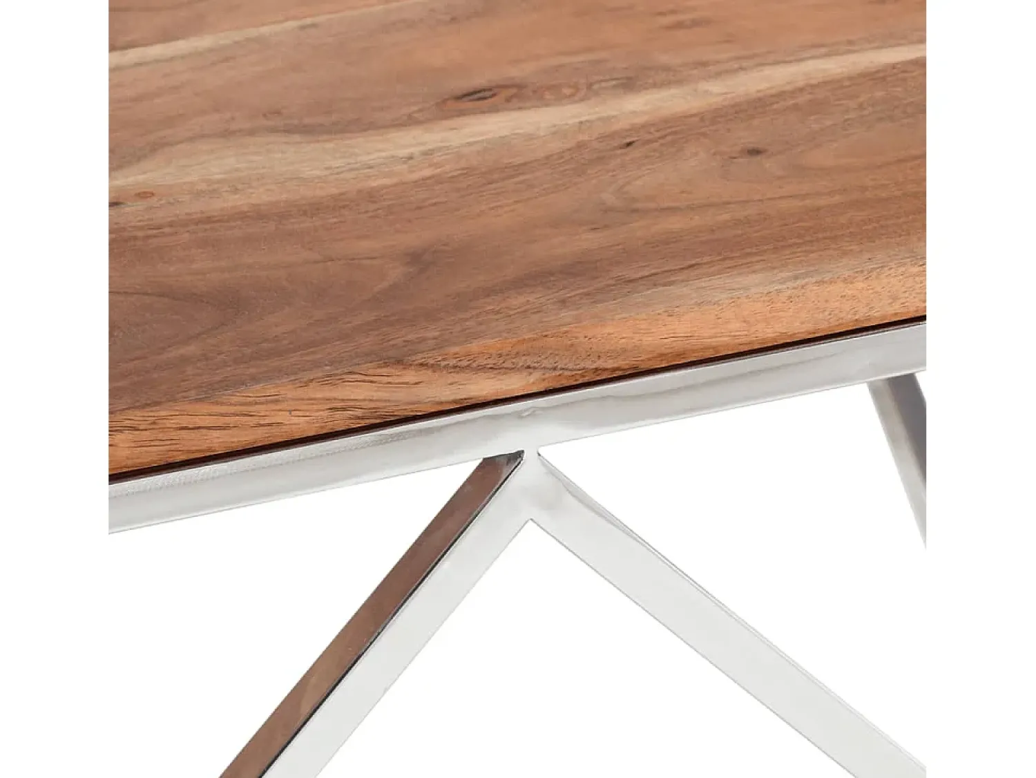Clearance Mesa de centro | Mesa de apoio | Mesa de café aço inoxidável/madeira de acácia maciça Prateado