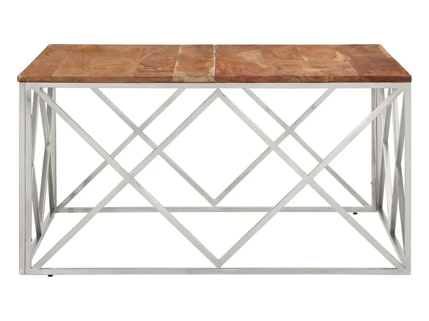Clearance Mesa de centro | Mesa de apoio | Mesa de café aço inoxidável/madeira de acácia maciça Prateado
