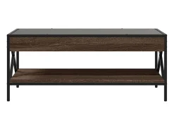 Mesa De Centro* Mesa de centro | Mesa de apoio luzes LED Infinity 90x50x38 cm carvalho Castanho