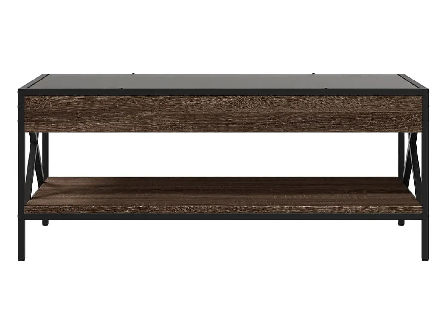Mesa De Centro* Mesa de centro | Mesa de apoio luzes LED Infinity 90x50x38 cm carvalho Castanho