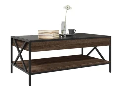 Mesa De Centro* Mesa de centro | Mesa de apoio luzes LED Infinity 90x50x38 cm carvalho Castanho