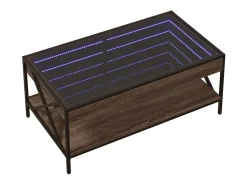 Mesa De Centro* Mesa de centro | Mesa de apoio luzes LED Infinity 90x50x38 cm carvalho Castanho
