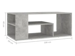 Mesa De Centro| Mesa de centro | Mesa de apoio 100x50x40 cm derivados madeira cimento Cinzento