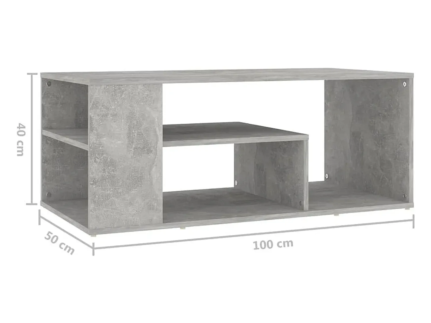 Mesa De Centro| Mesa de centro | Mesa de apoio 100x50x40 cm derivados madeira cimento Cinzento