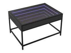 Mesa De Centro| Mesa de centro | Mesa de apoio luzes LED Infinity 70x50x41 cm Preto