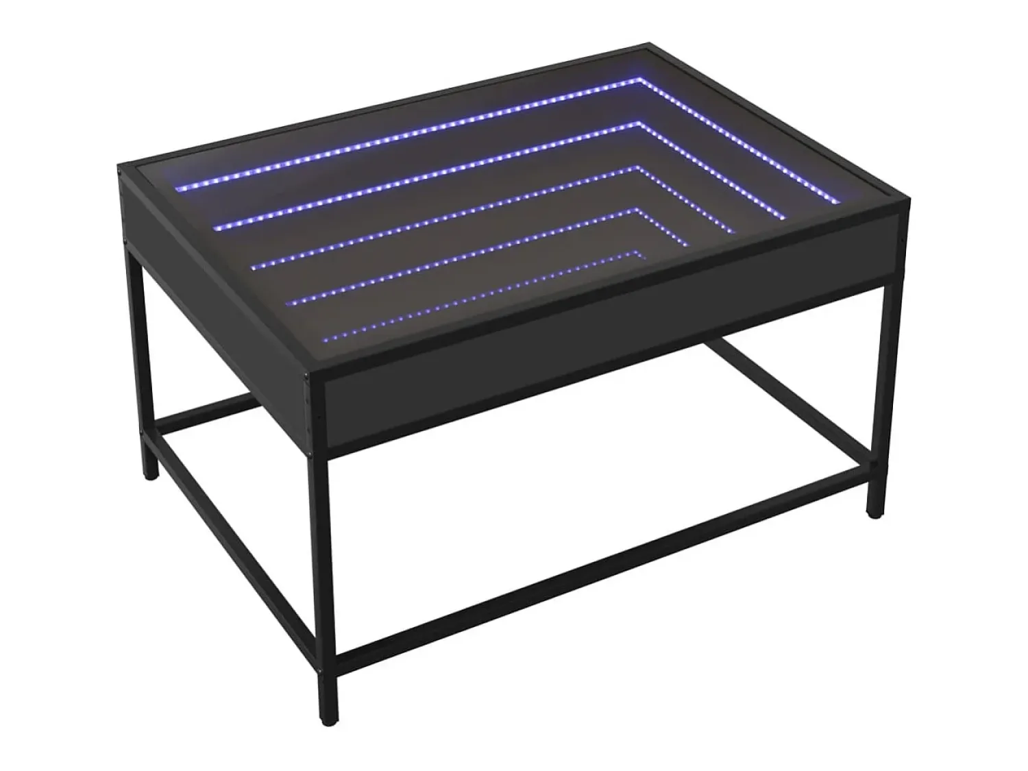 Mesa De Centro| Mesa de centro | Mesa de apoio luzes LED Infinity 70x50x41 cm Preto