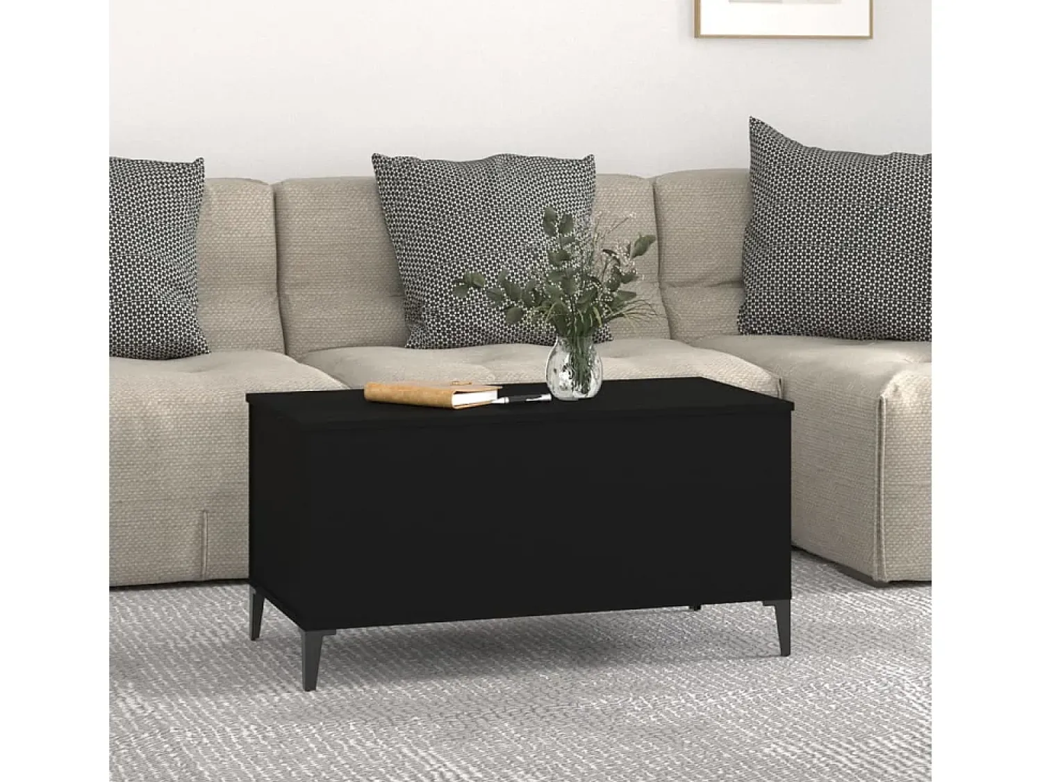 Mesa De Centro| Mesa de centro | Mesa de apoio 90x44.5x45 cm derivados de madeira Preto