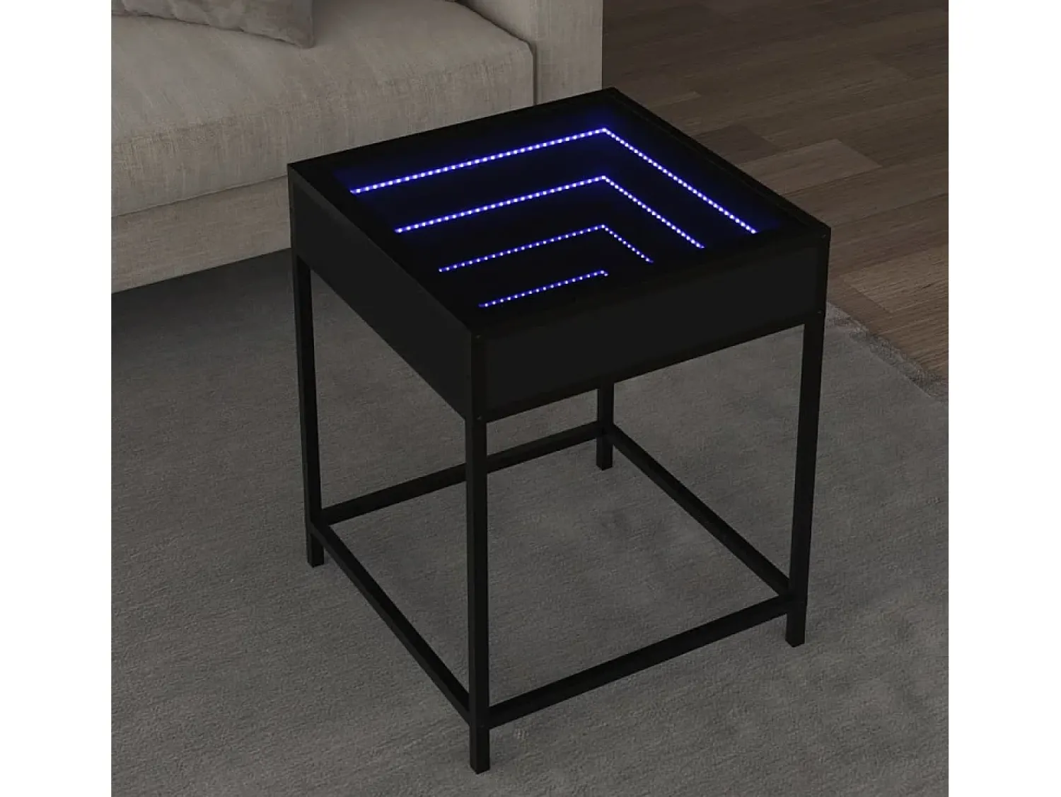 Clearance Mesa de centro | Mesa de apoio com luzes LED Infinity 40x40x51 cm Preto