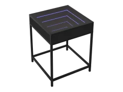 Clearance Mesa de centro | Mesa de apoio com luzes LED Infinity 40x40x51 cm Preto