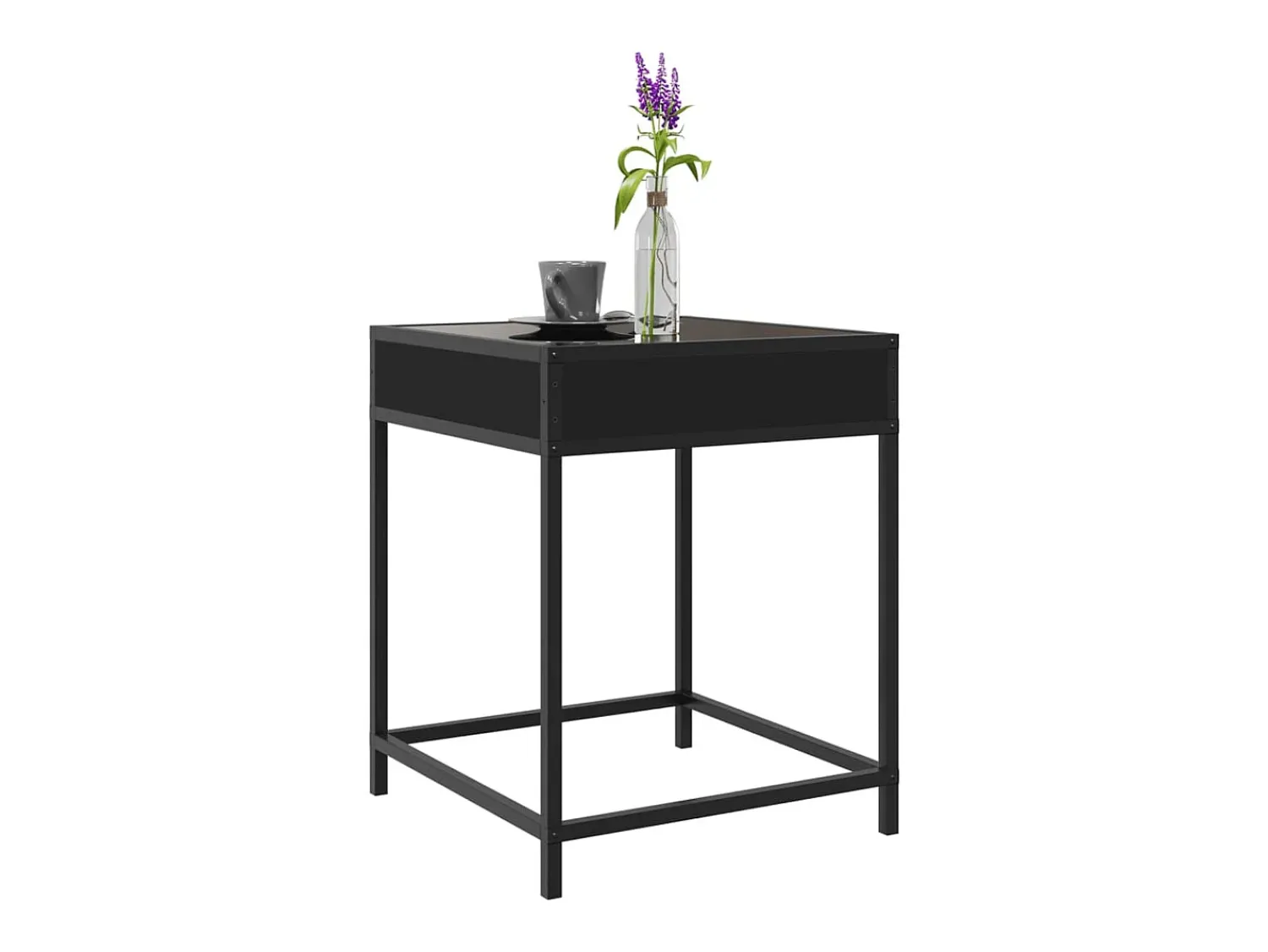 Clearance Mesa de centro | Mesa de apoio com luzes LED Infinity 40x40x51 cm Preto