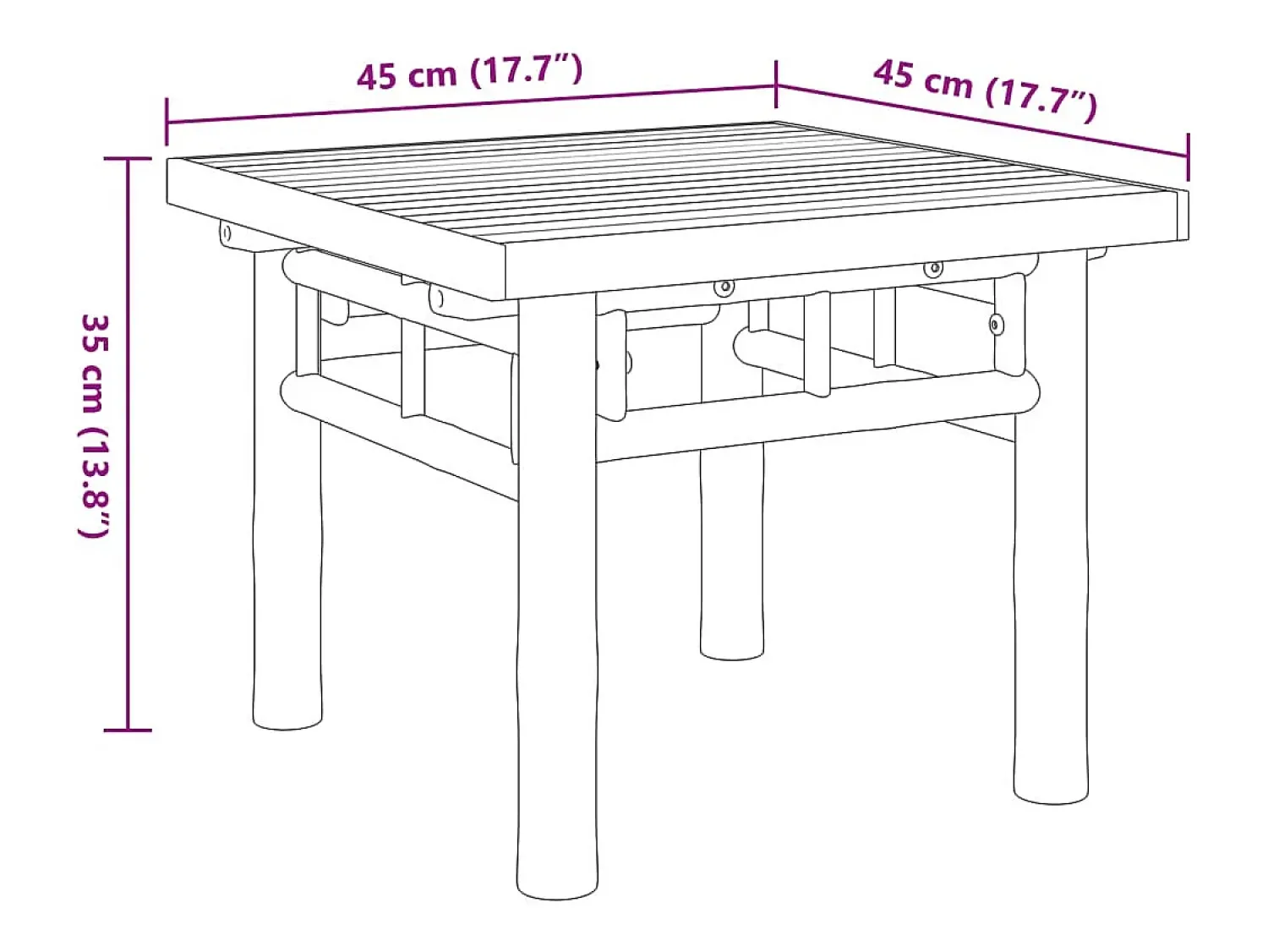 Mesa De Centro| Mesa de centro | Mesa de apoio | Mesa de café 45x45x35 cm bambu Castanho