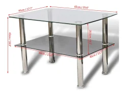 Mesa de centro | Mesa de apoio | Mesa de café em vidro.2 camadas^ Mesa De Centro