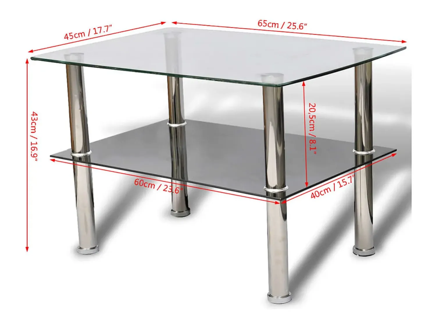 Mesa de centro | Mesa de apoio | Mesa de café em vidro.2 camadas^ Mesa De Centro